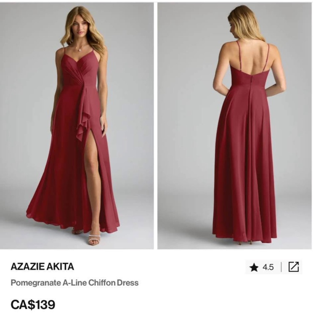 Azazie Akita Pomegranate A-Line Chiffon Dress - Picture 2 of 5